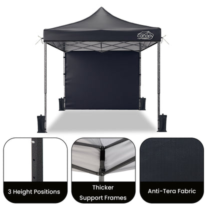 10x10 Pop Up Canopy Tent w/ 1 Sidewall, Black Speckled Steel Frame, Black Silver-Coated Top UPF50+ Water-Resistant, 4 Adjustable Heights (6.7-7.6 ft) Includes Sandbags Stakes Ropes Carry Bag for Beach image 8