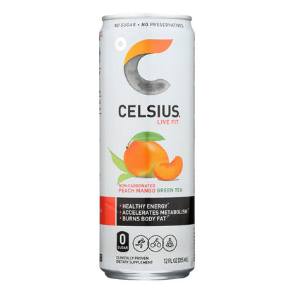 Celcius Live Fit Peach Mango Non-carbonated Green Tea - Case Of 12 - 12 Fz image 1