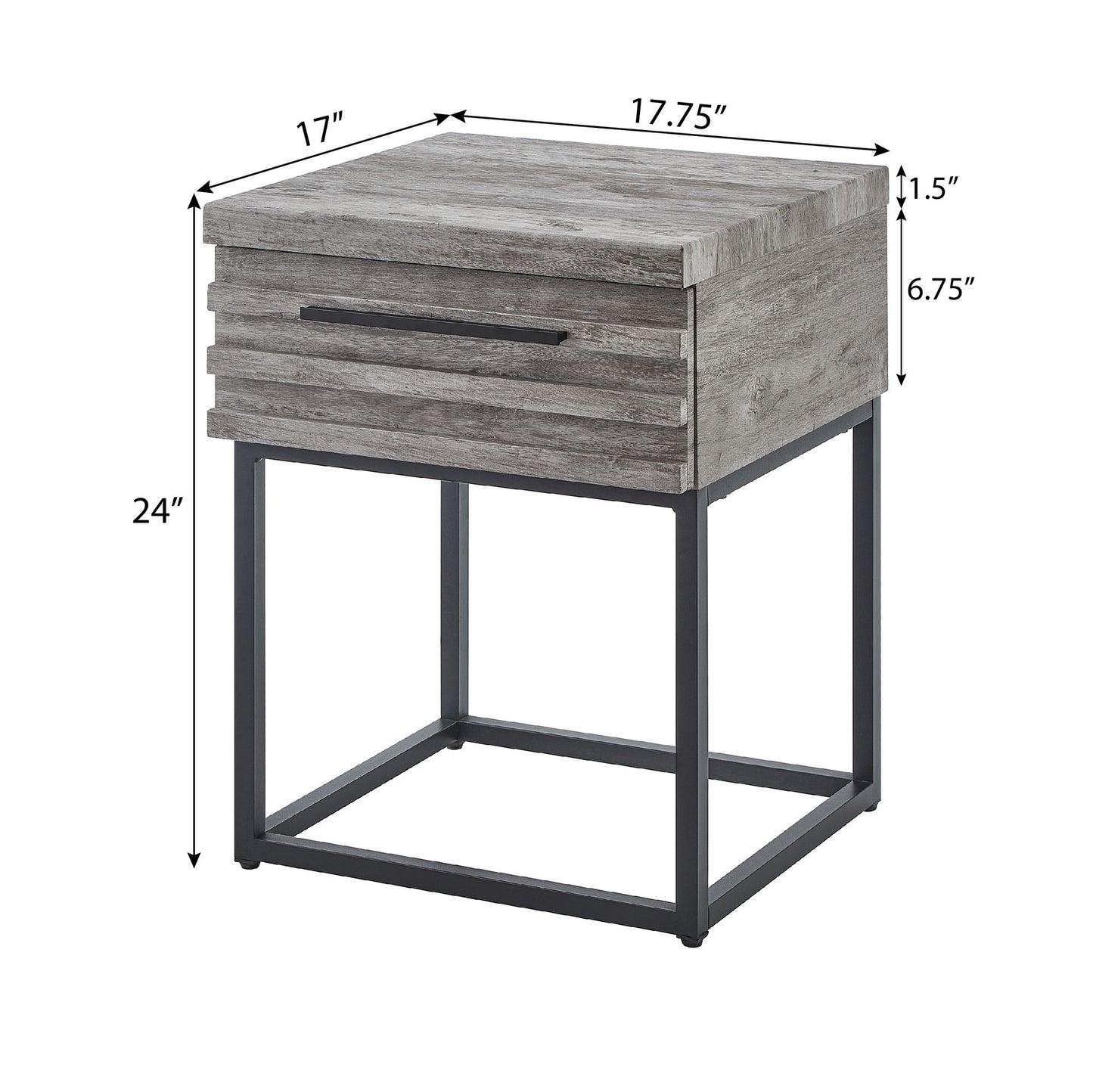Celestial Contemporary Storage End table, Gray image 3