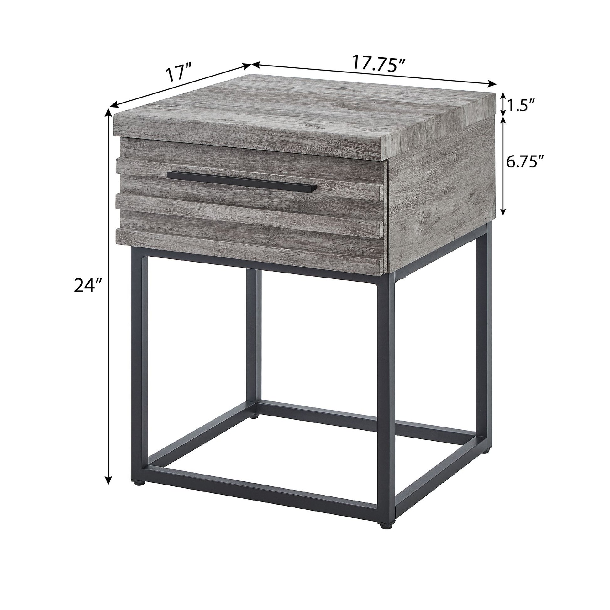 Celestial Contemporary Storage End table, Gray image 3