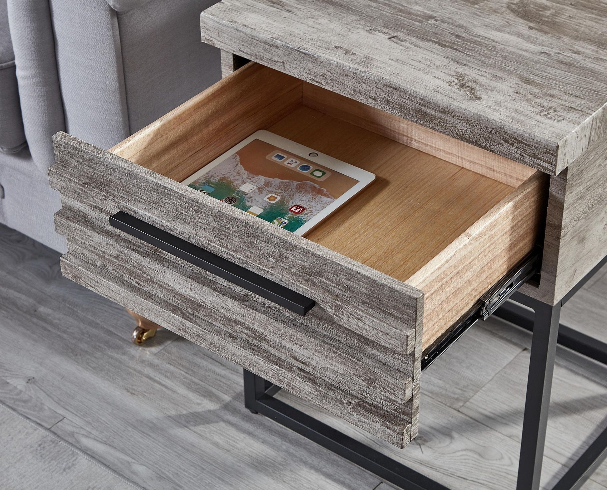 Celestial Contemporary Storage End table, Gray image 7