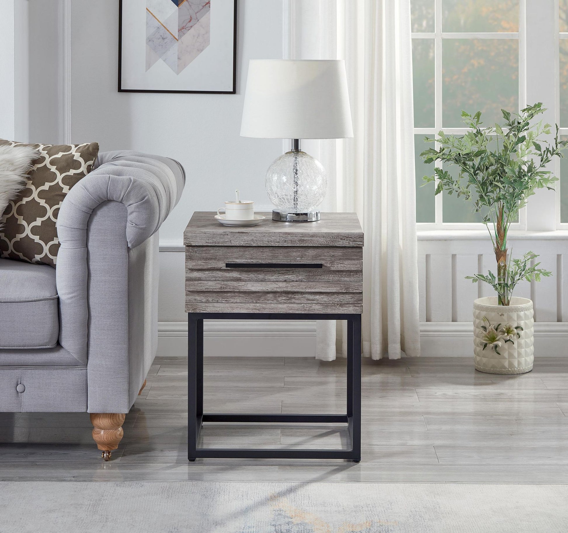 Celestial Contemporary Storage End table, Gray image 2