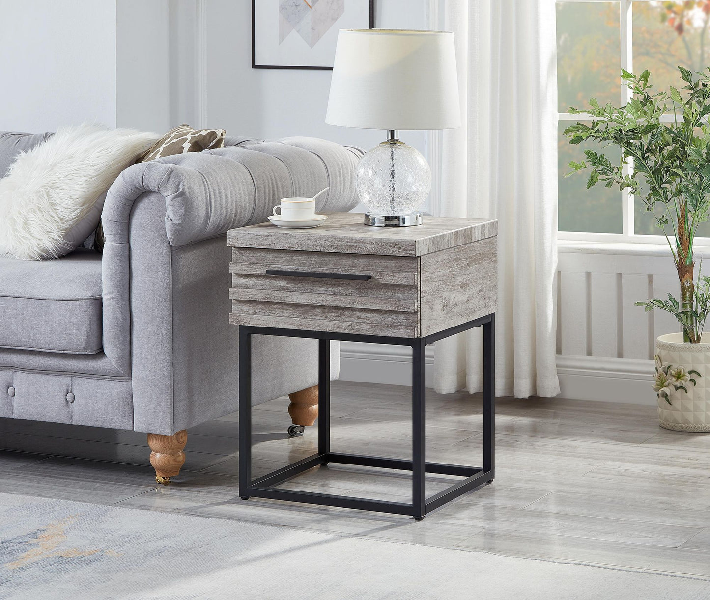Celestial Contemporary Storage End table, Gray image 10