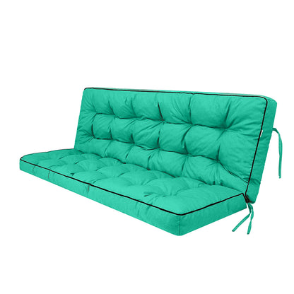 3 Seater Outdoor Porch Swing Cushion with Backrest, 4 Inch Extra Thick Waterproof Swing Replacement Cushion, 2-3 Seat Thicken Patio Bench Cushion for Garden Backyard Outdoor Furniture (acid blue) image 1