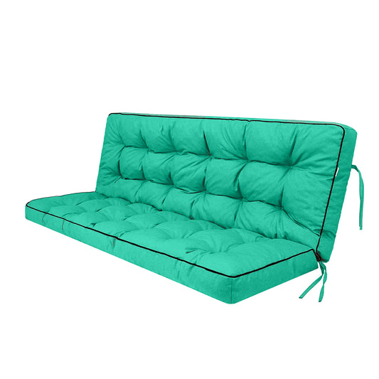 3 Seater Outdoor Porch Swing Cushion with Backrest, 4 Inch Extra Thick Waterproof Swing Replacement Cushion, 2-3 Seat Thicken Patio Bench Cushion for Garden Backyard Outdoor Furniture (acid blue) image 1