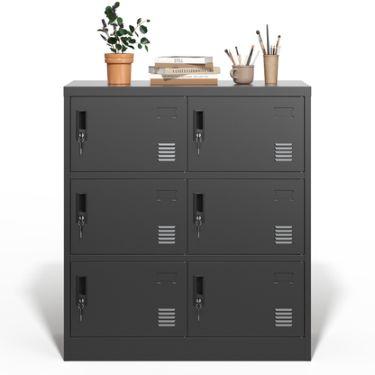 6-Door Employee Storage Locker, Metal Lockers for Office, Gym, School, and Homewith Card Slot (Black) image 1