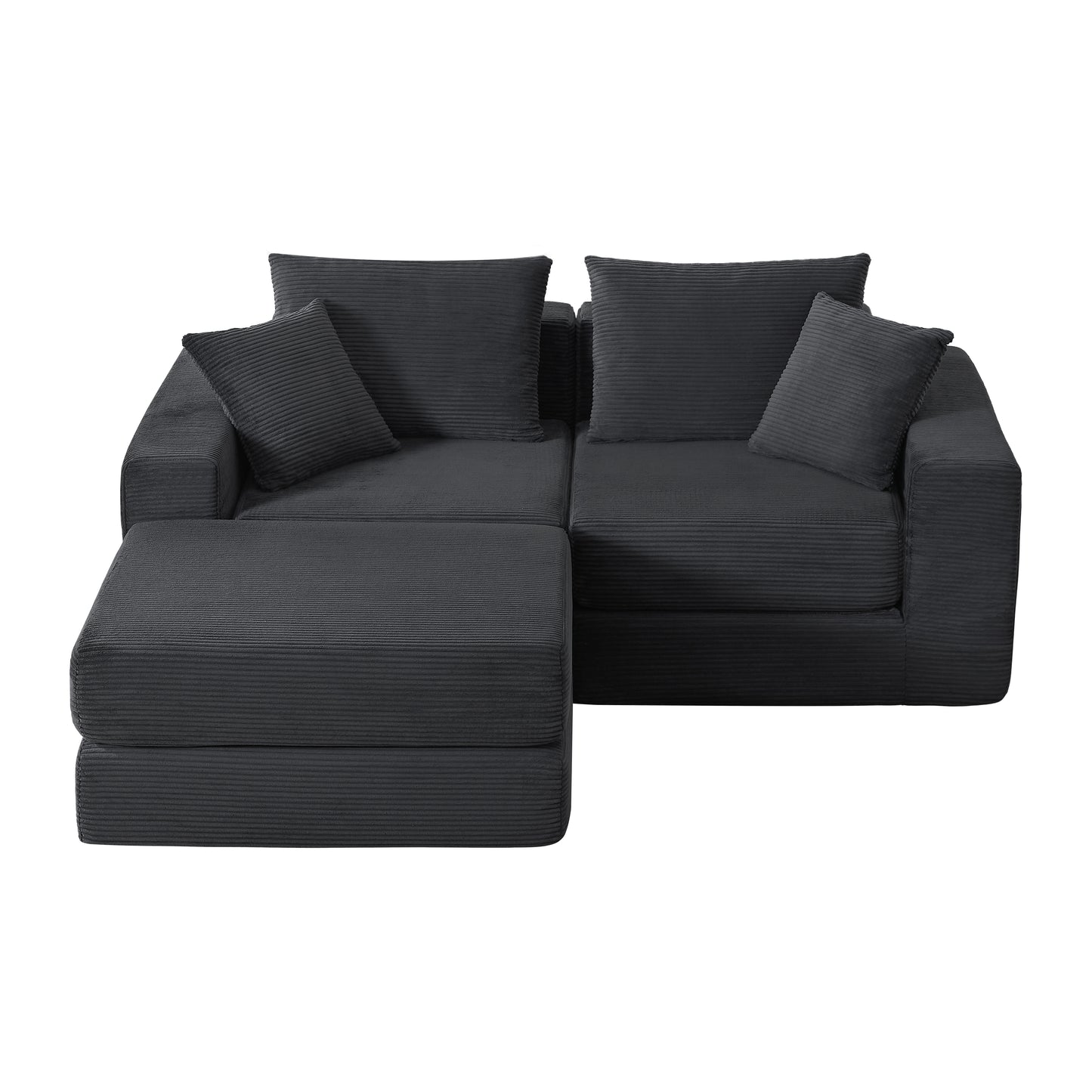 Modular Sectional Loveaeat Cloud Sofa, Boneless Couch with Non Slip Base, Cozy Sleeper Sofa for Customizable Living Spaces, Modern Modular Couch with L-Shape Chaise, Deep Seat & No Assembly image 5