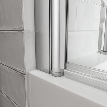 31"-32" W x 55" H Brushed Nickel Flexible 180° Pivot Shower Door Reversible Installation Frameless Bathtub Screen,1/4"(6MM) Tempered Glass With Nano Easy Cleaning And Stick Explosion-proof Membrance image 8