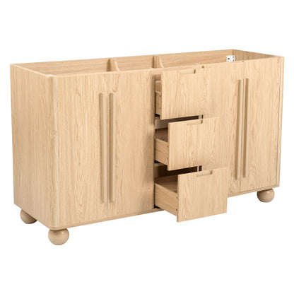 [Cabinet Only] 58.3" Bathroom Vanity Cabinet Only Without Vanity Top, 3 Drawers & 4 Doors, All Soft-Close, Adjustable Shelf, Wood Color image 9