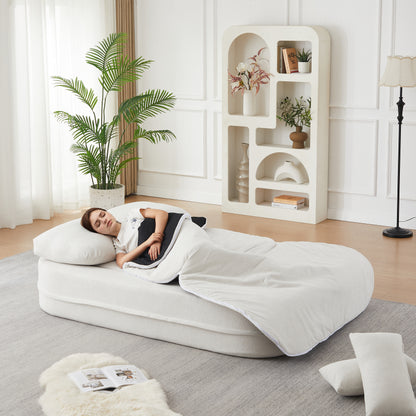 75''2-in-1 Foldable Sofa,Convertible Sleeper Foam Sofa Bed with Multi Functional Blanket, Chenille Floor folding sofa bed, Floor Sofa Lounge Sofa for Living Room Bedroom Lounge Studio image 11