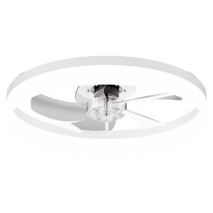 19.7'' LED Ceiling Fan Light with Remote & App Control, 6 Speeds, Dimmable, 3000K-6500K, Flush Mount WHITE Fandelier for Bedroom image 9