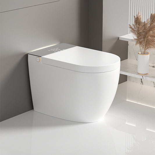 Modern integrated smart toilet front view with auto open/close lid and LED display