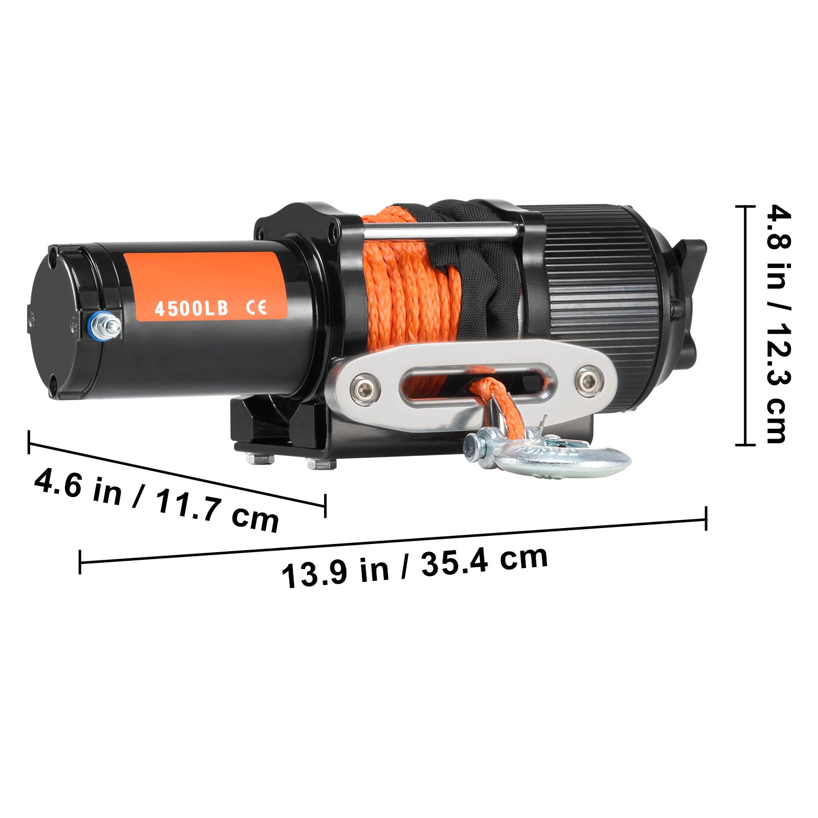 Electric Winch ATV UTV 4500 lb Synthetic Rope Waterproof Remote Control image 3
