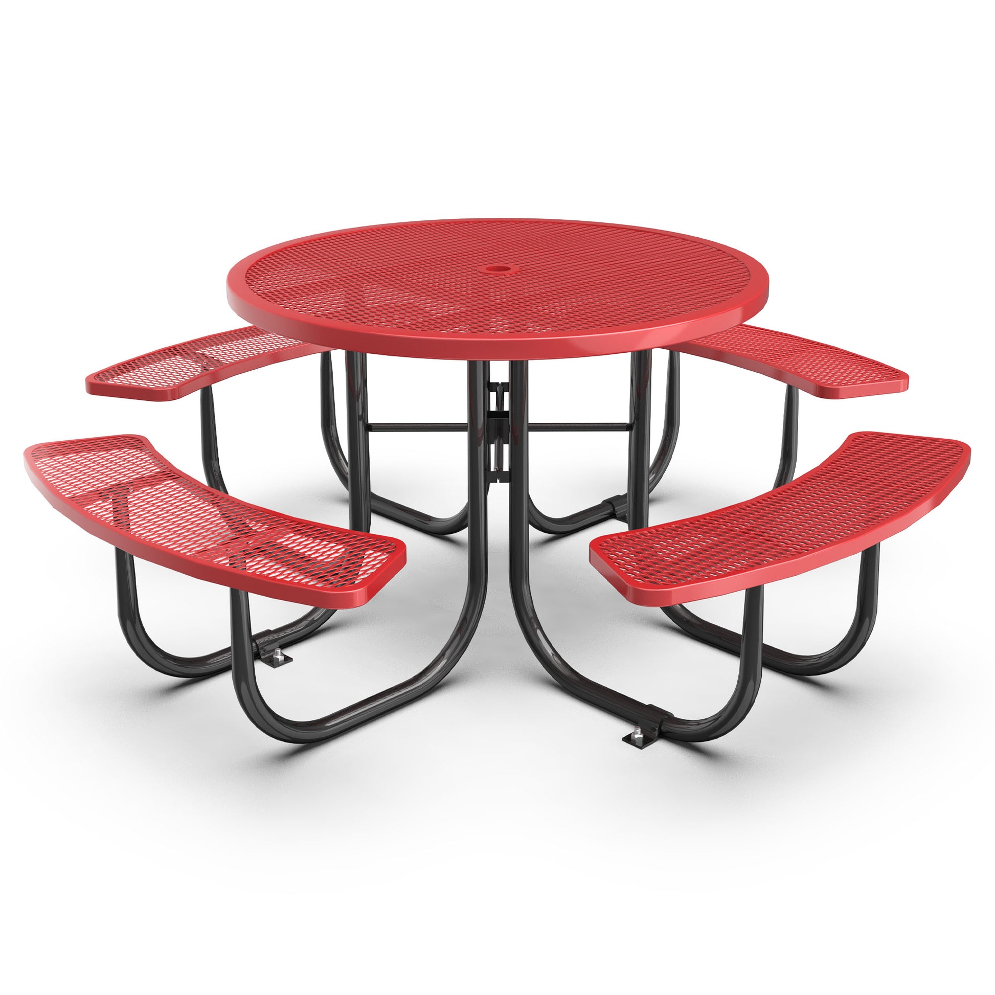 Red Round Table & Chair Set with Umbrella Hole image 1