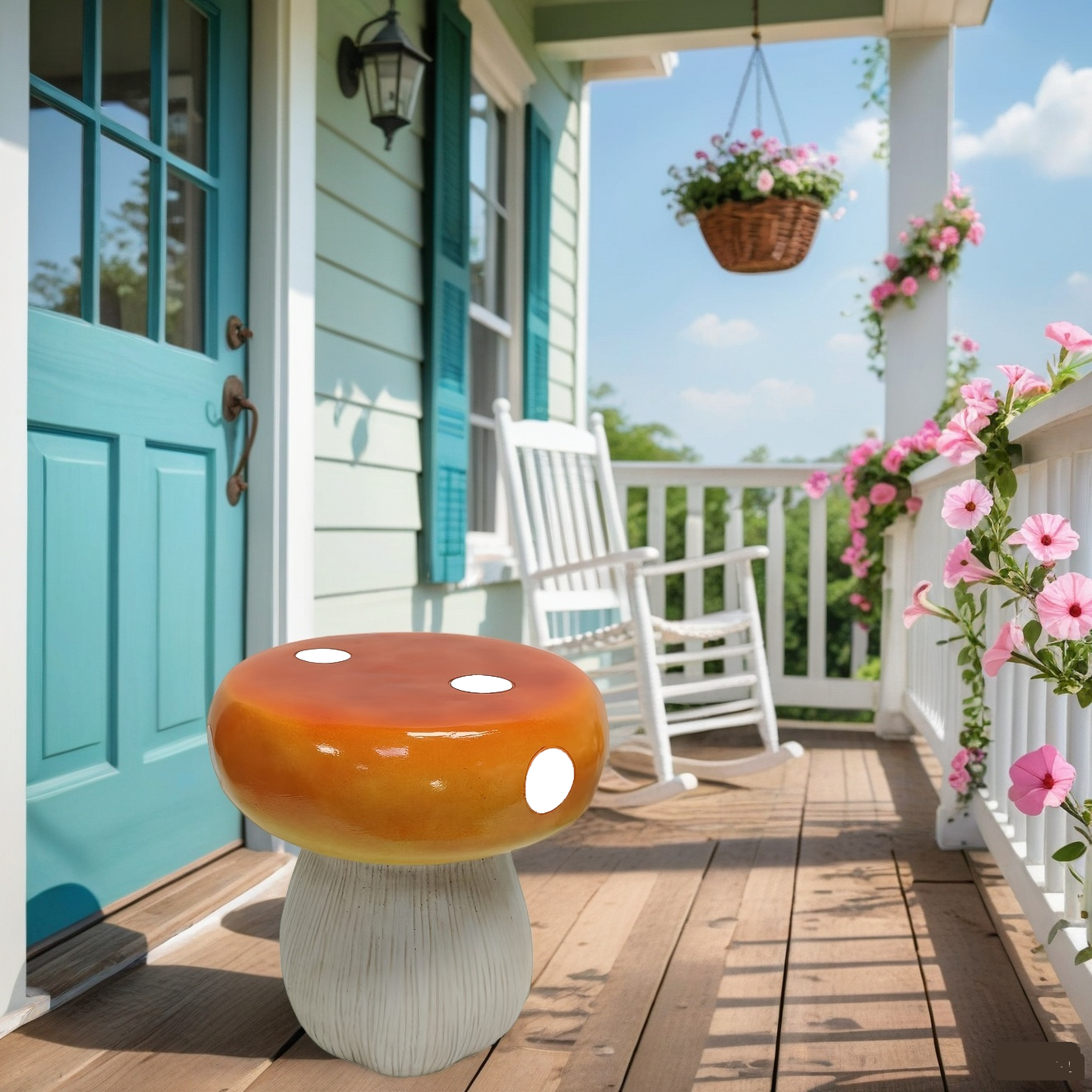 Mushroom Model Statue Stool, Outdoor Garden Resin Stool, 13.8-inch Oversized Forest Base Mushroom Model Stool, Courtyard Lawn Courtyard Summer Decoration Indoor Stool, Multi-purpose And Innovative Gar image 6