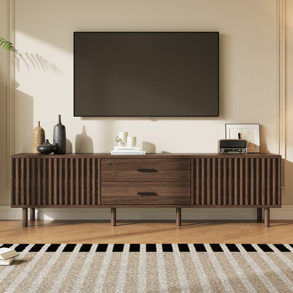 70inch Modern TV Stand for TVs up to 80 inches for Living Room, Media Entertainment Center with Ample Storage & Solid-Wood Legs image 1