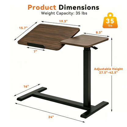 Mobile Adiustable Standing Desk, Walnut Color image 2