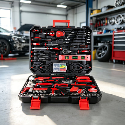 266-Piece Home Tool Set with Rolling Tool Box – Complete Household Hand Tool Kit for Garage, Car, DIY & Workshop – Includes Ratcheting Screwdriver, Socket Set, Pliers, Hammer, Level, Tape Measure image 4