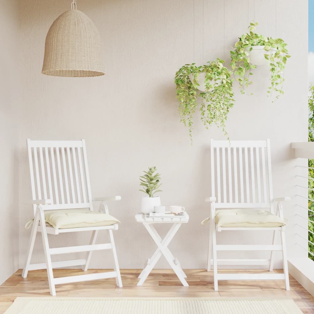 Chair Cushions 2 pcs Cream White 19.7"x19.7"x2.8" Oxford Fabric image 1
