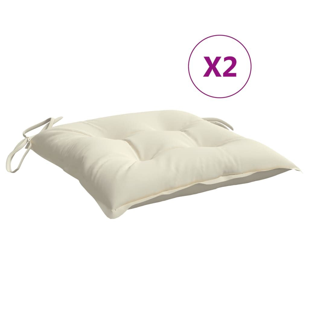 Chair Cushions 2 pcs Cream White 19.7"x19.7"x2.8" Oxford Fabric image 2