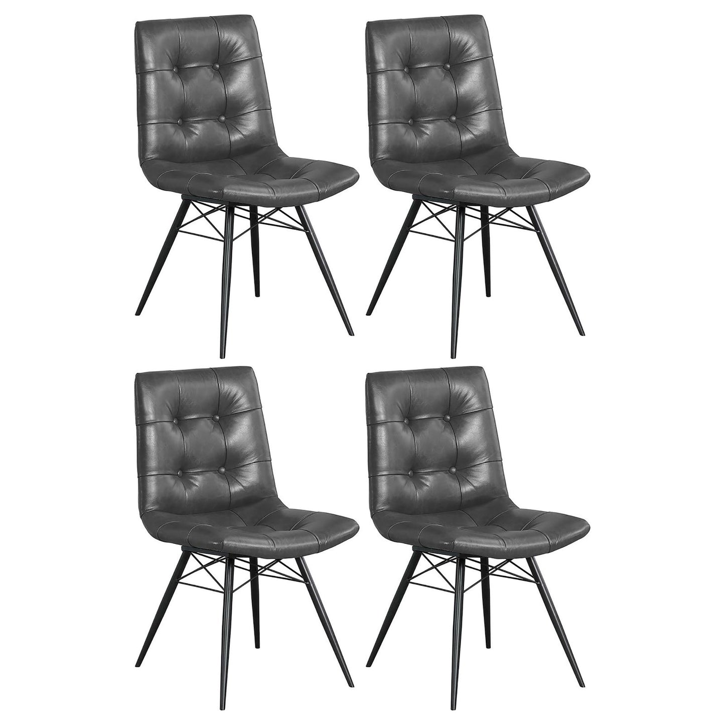 Charcoal and Gunmetal Tufted Back Dining Chairs (Set of 4) image 2