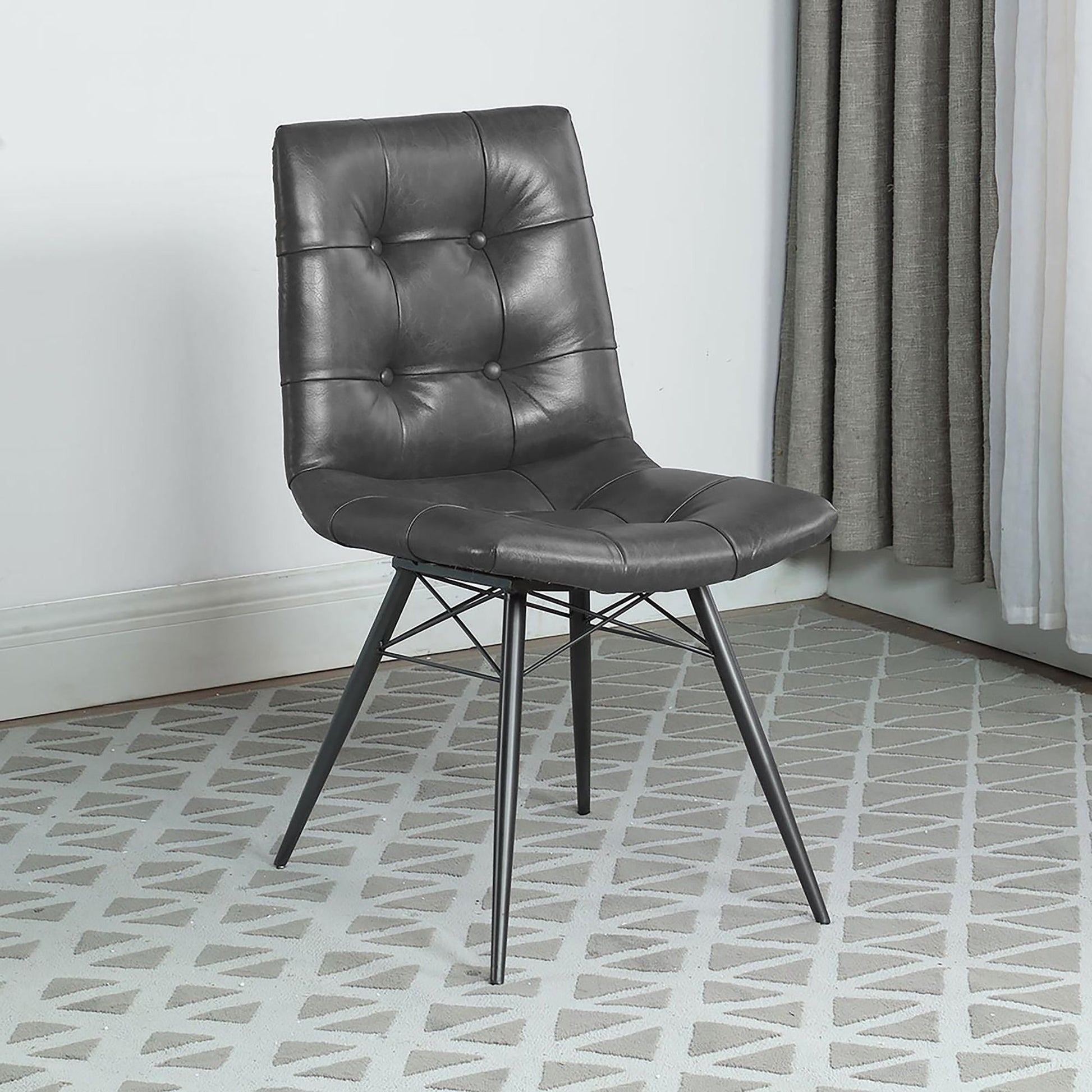 Charcoal and Gunmetal Tufted Back Dining Chairs (Set of 4) image 1