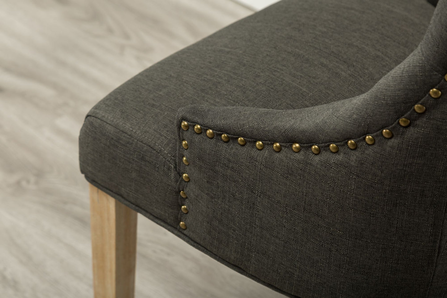 Charcoal Button Tufted Solid Wood Wingback Hostess Chairs with Nail Heads Set of 2 image 6