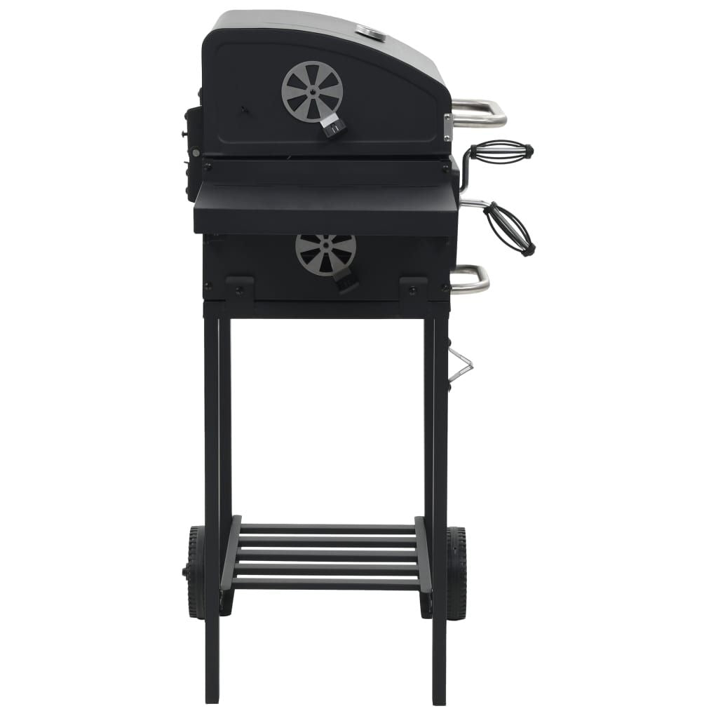 Charcoal-Fueled BBQ Grill with Bottom Shelf Black image 3
