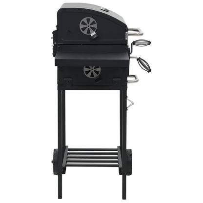 Charcoal-Fueled BBQ Grill with Bottom Shelf Black image 3