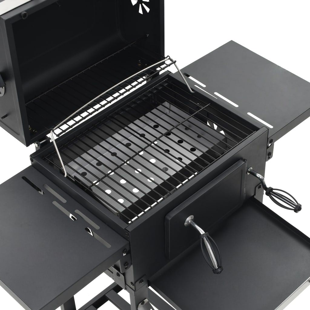 Charcoal-Fueled BBQ Grill with Bottom Shelf Black image 7