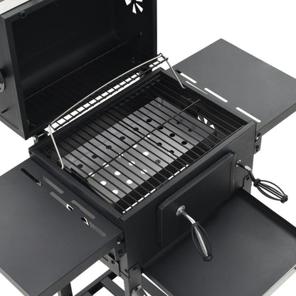 Charcoal-Fueled BBQ Grill with Bottom Shelf Black image 7