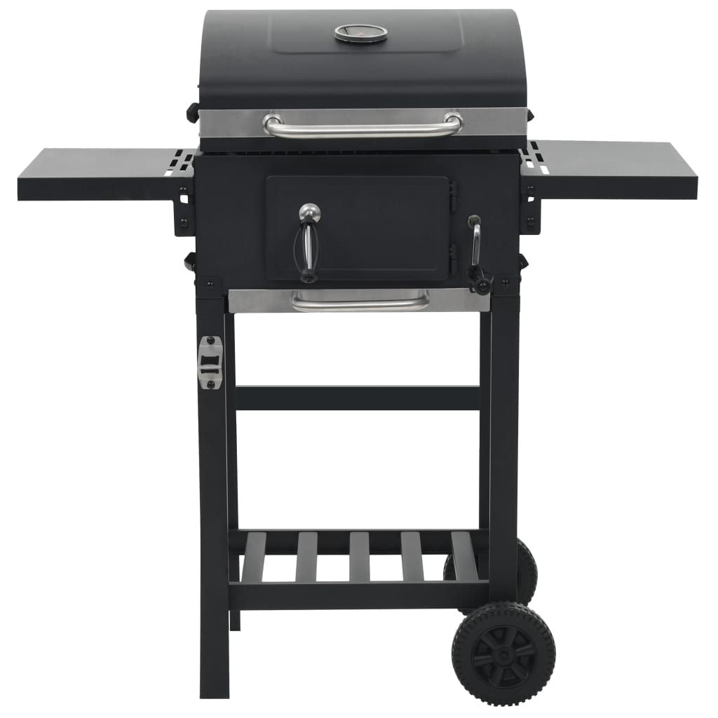 Charcoal-Fueled BBQ Grill with Bottom Shelf Black image 2
