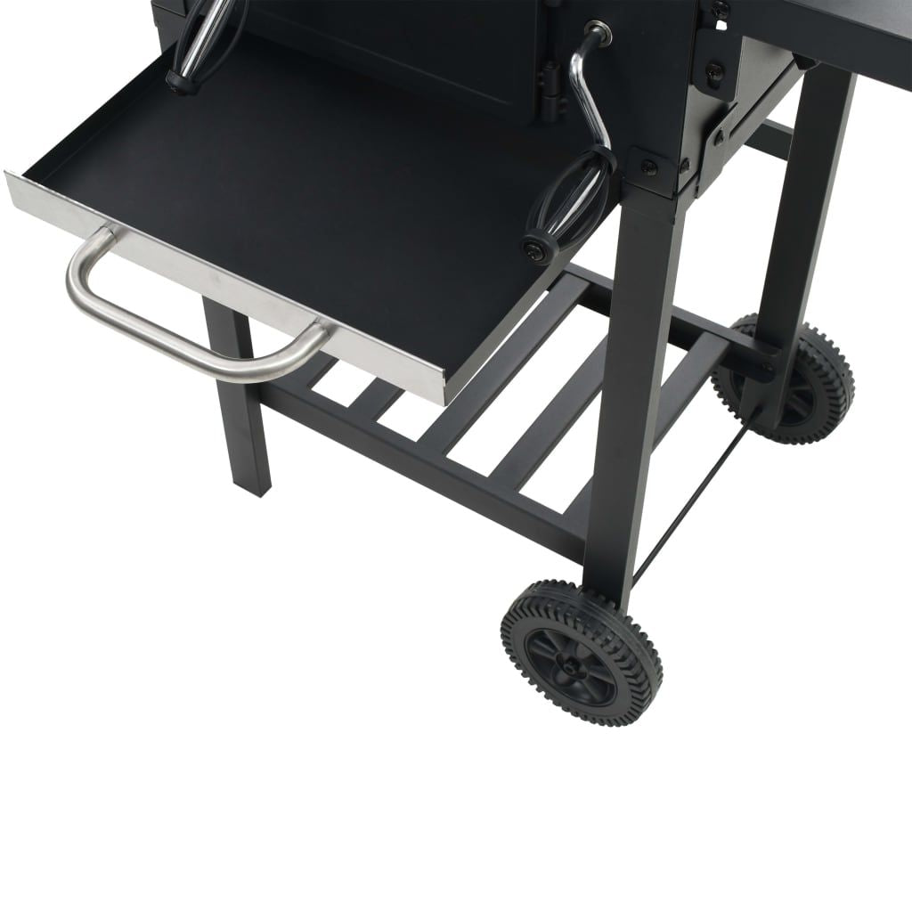 Charcoal-Fueled BBQ Grill with Bottom Shelf Black image 11
