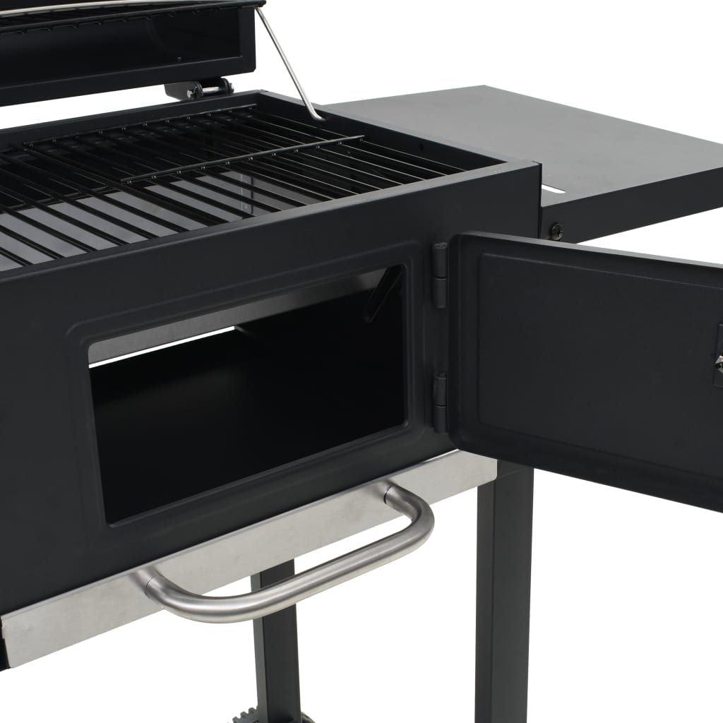 Charcoal-Fueled BBQ Grill with Bottom Shelf Black image 8