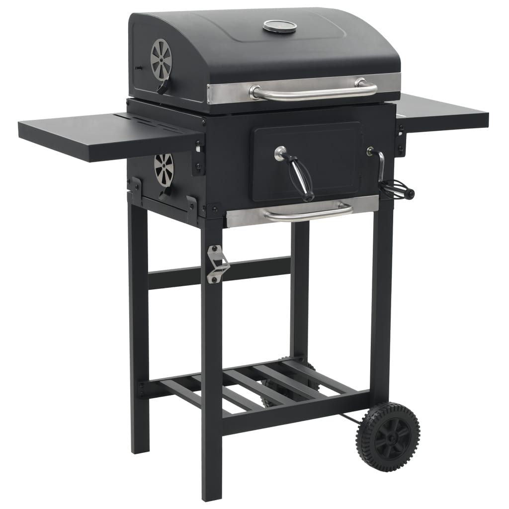 Charcoal-Fueled BBQ Grill with Bottom Shelf Black image 1