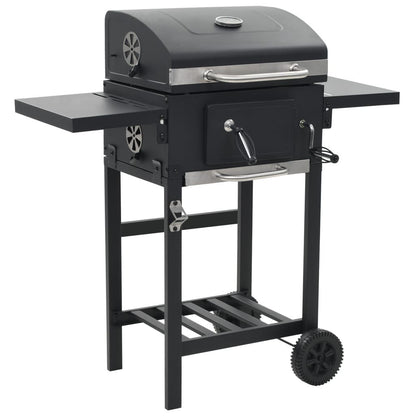 Charcoal-Fueled BBQ Grill with Bottom Shelf Black image 1