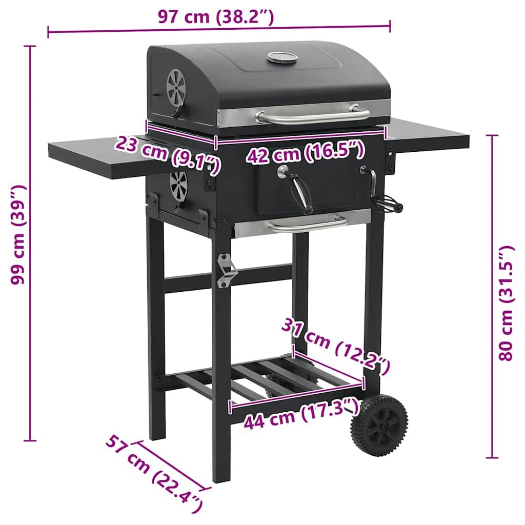 Charcoal-Fueled BBQ Grill with Bottom Shelf Black image 13
