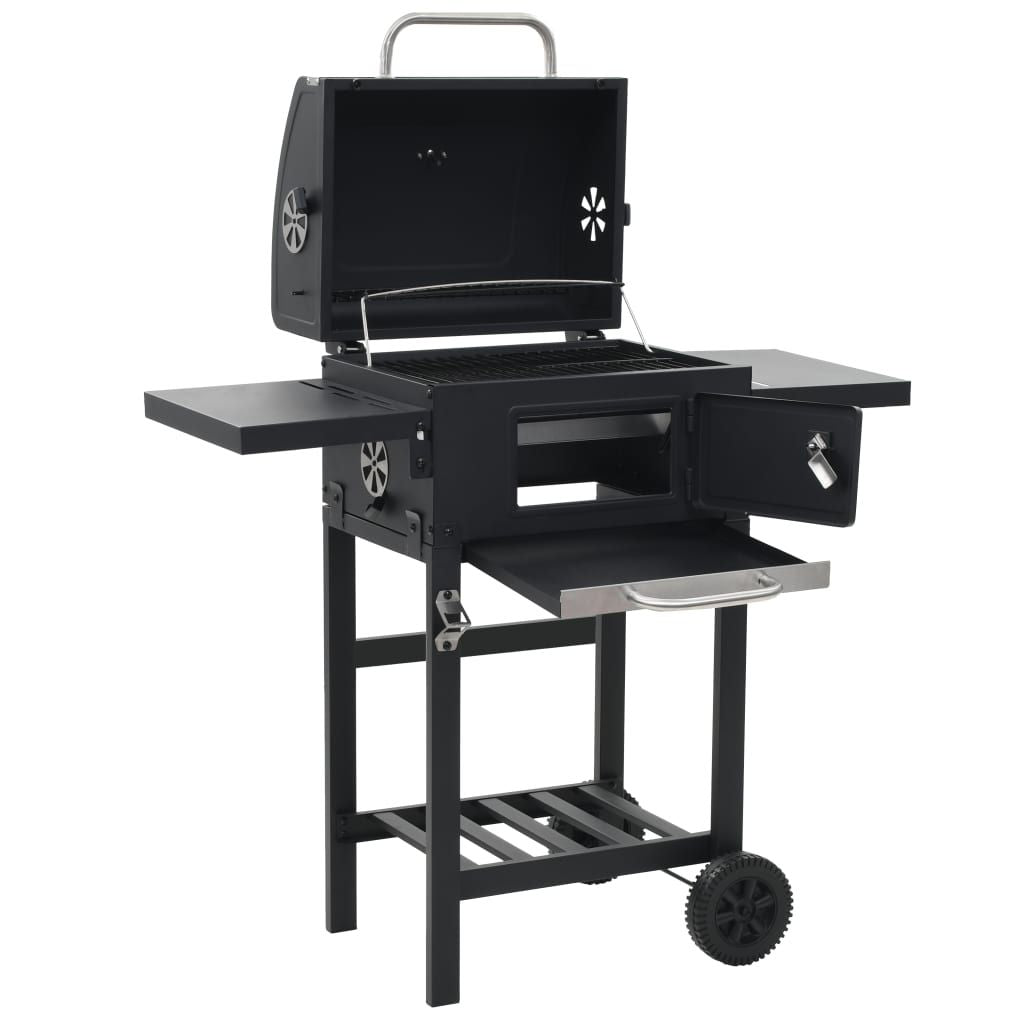Charcoal-Fueled BBQ Grill with Bottom Shelf Black image 6