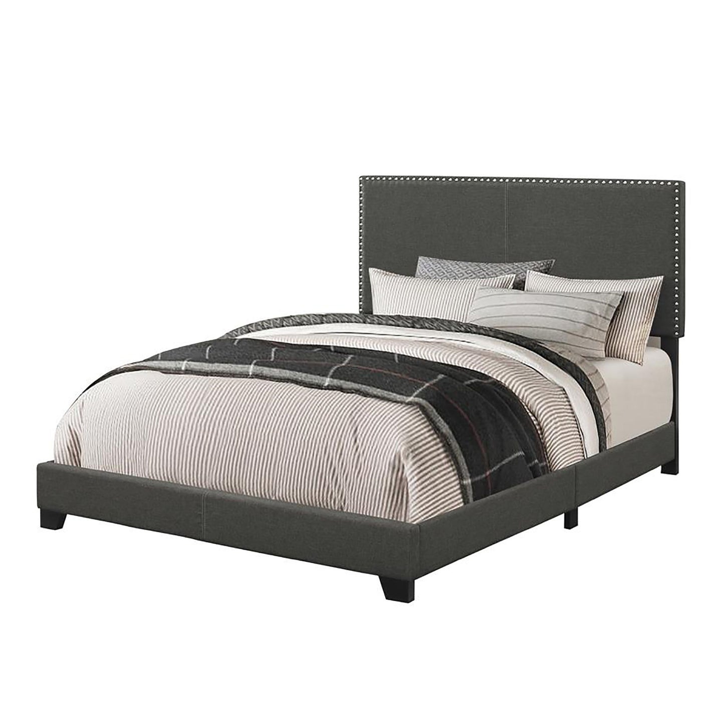 Charcoal Full Bed with Nailhead Trim image 3