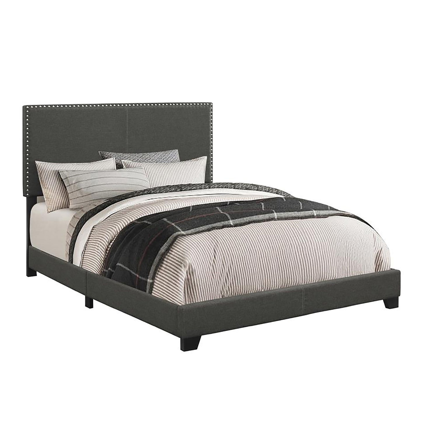Charcoal Full Bed with Nailhead Trim image 4