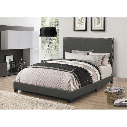 Charcoal Full Bed with Nailhead Trim image 1