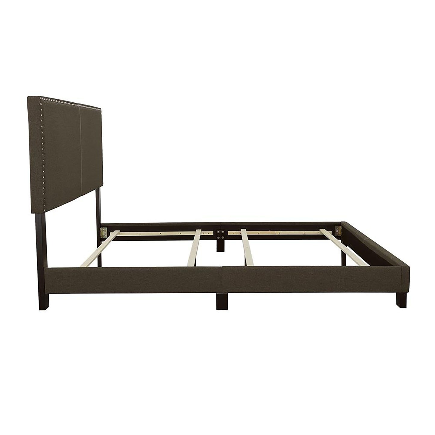 Charcoal Queen Bed with Nailhead Trim image 4