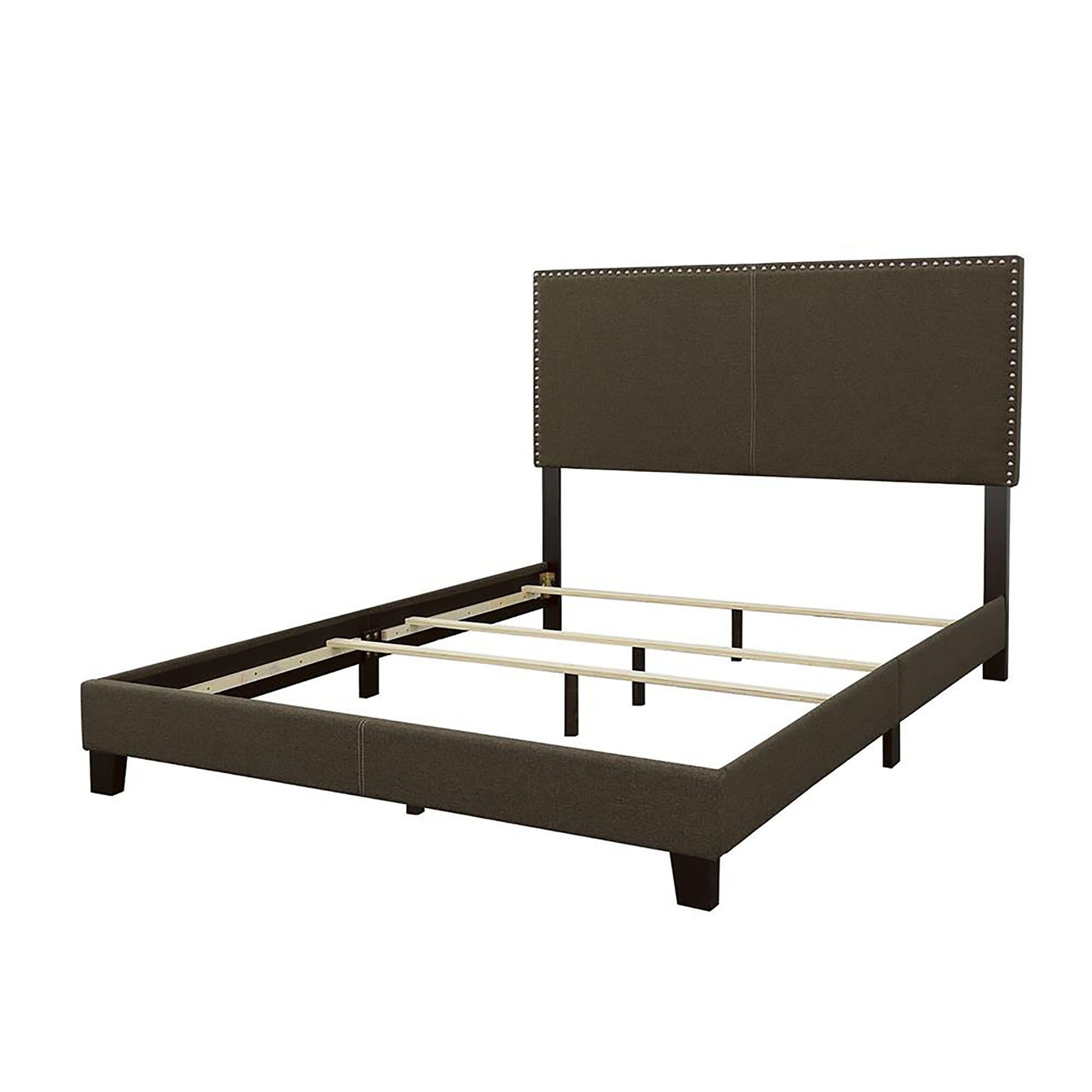 Charcoal Queen Bed with Nailhead Trim image 1