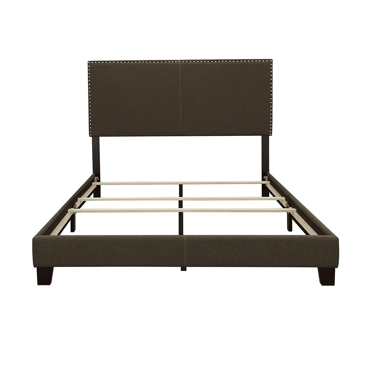 Charcoal Queen Bed with Nailhead Trim image 2