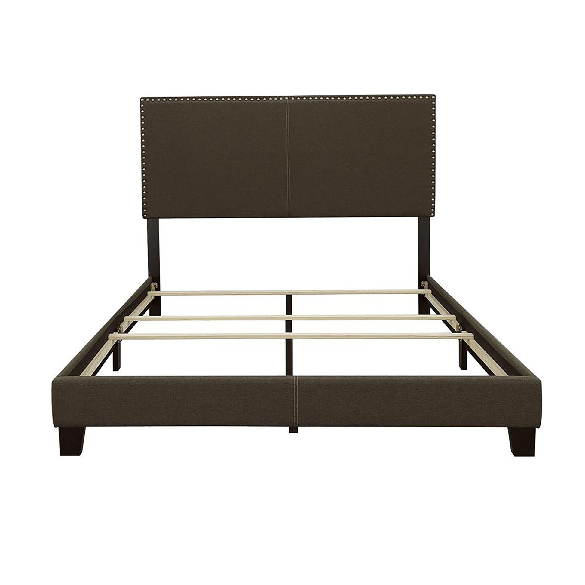 Charcoal Queen Bed with Nailhead Trim image 2