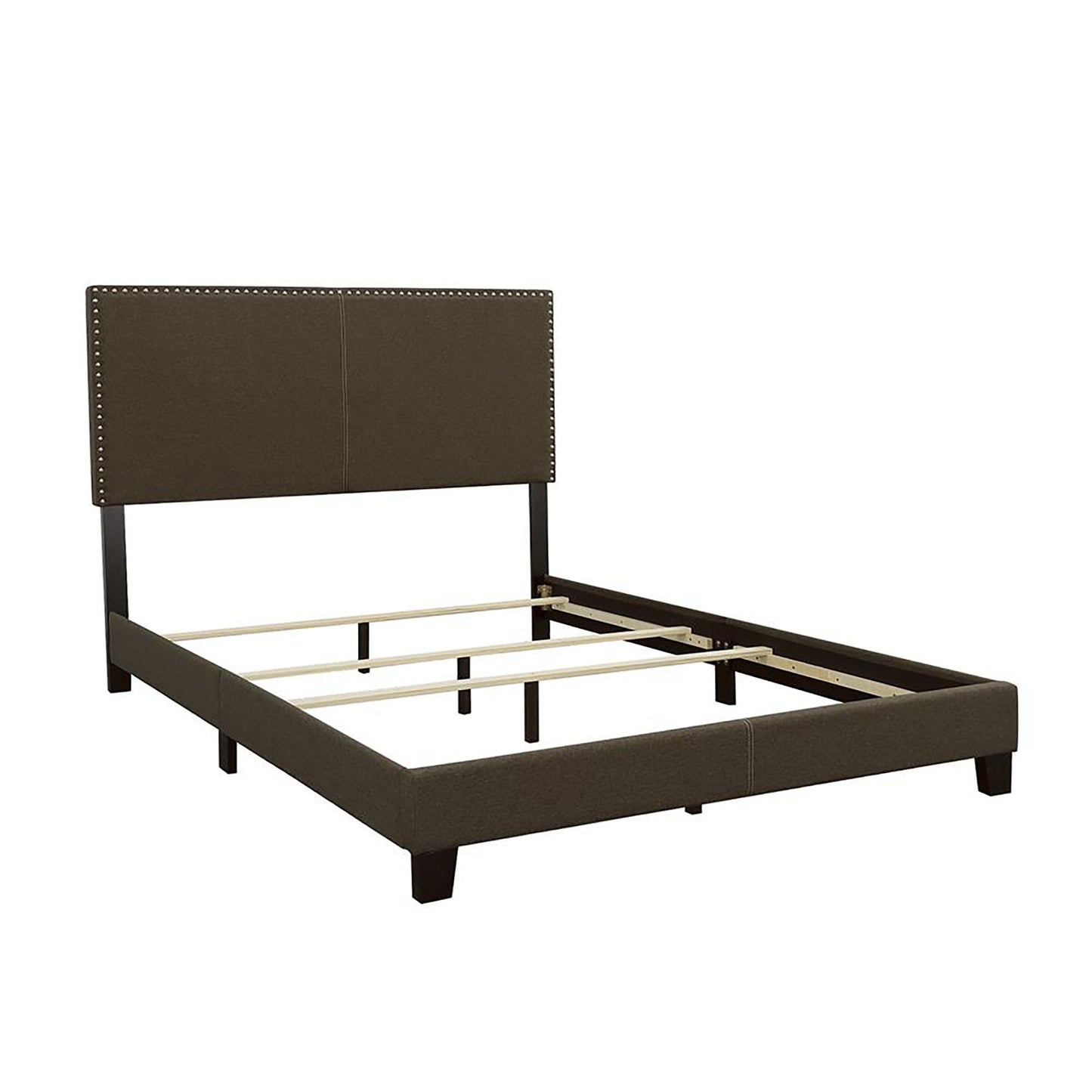 Charcoal Queen Bed with Nailhead Trim image 3