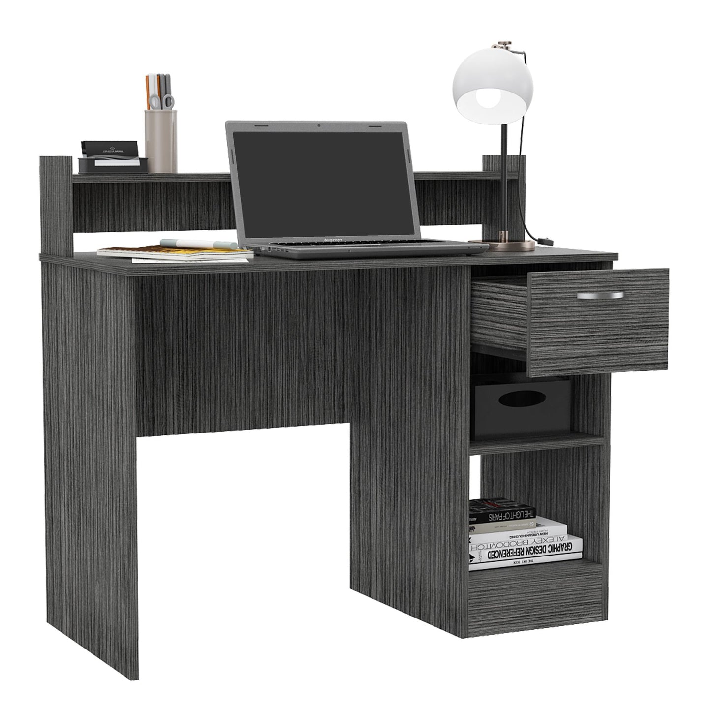 Charlotte Computer Desk with 2 Storage Shelves and Drawer image 9