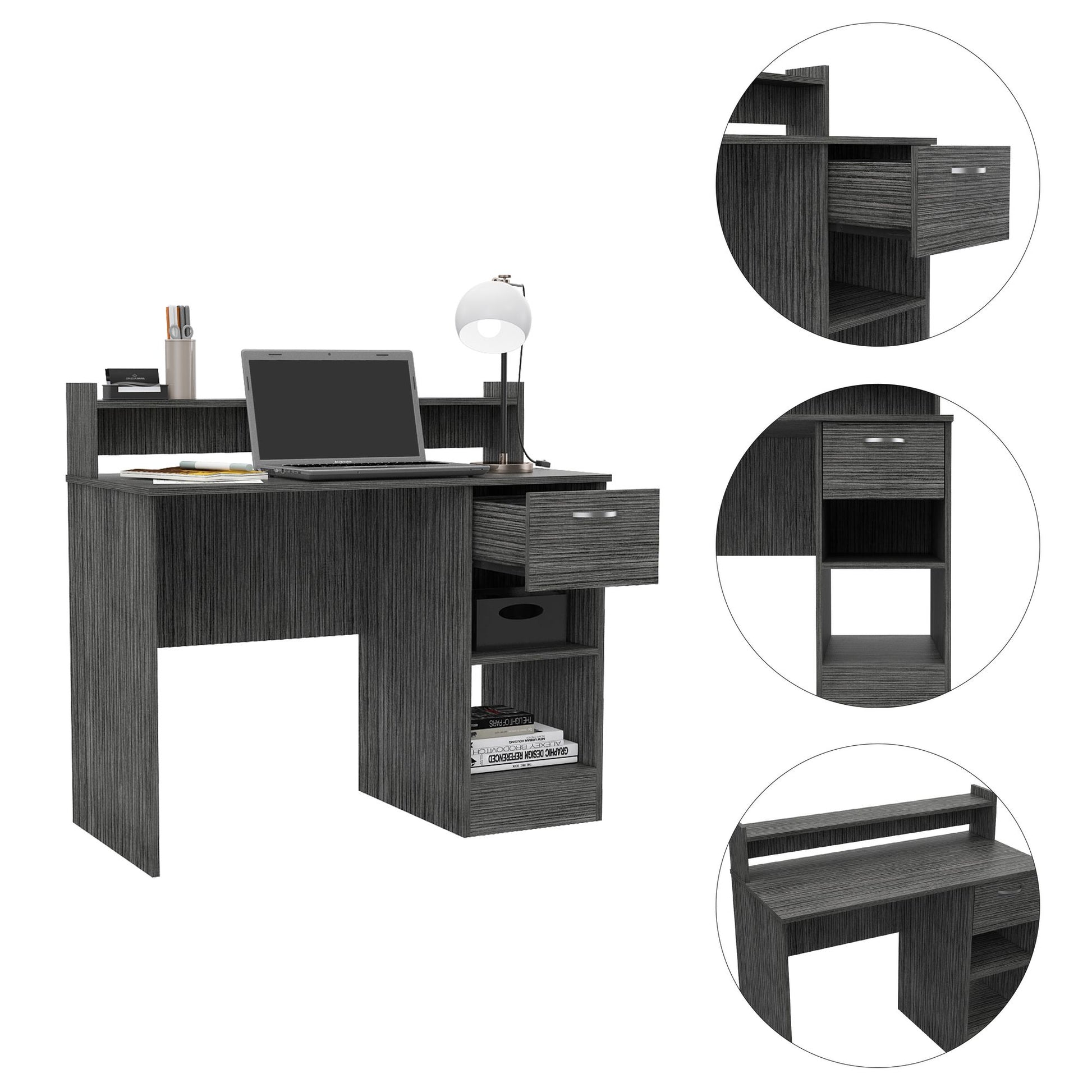 Charlotte Computer Desk with 2 Storage Shelves and Drawer image 8