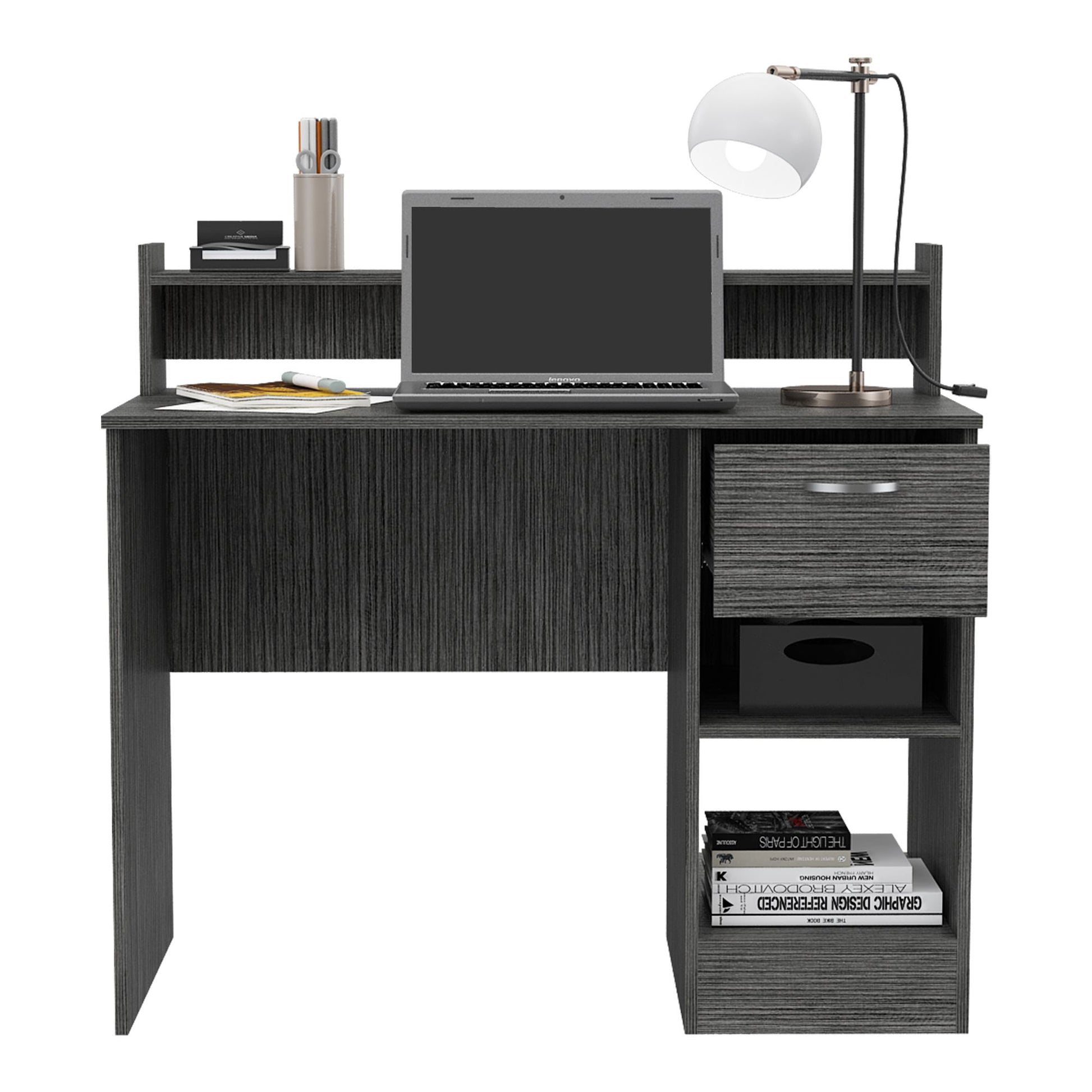 Charlotte Computer Desk with 2 Storage Shelves and Drawer image 5