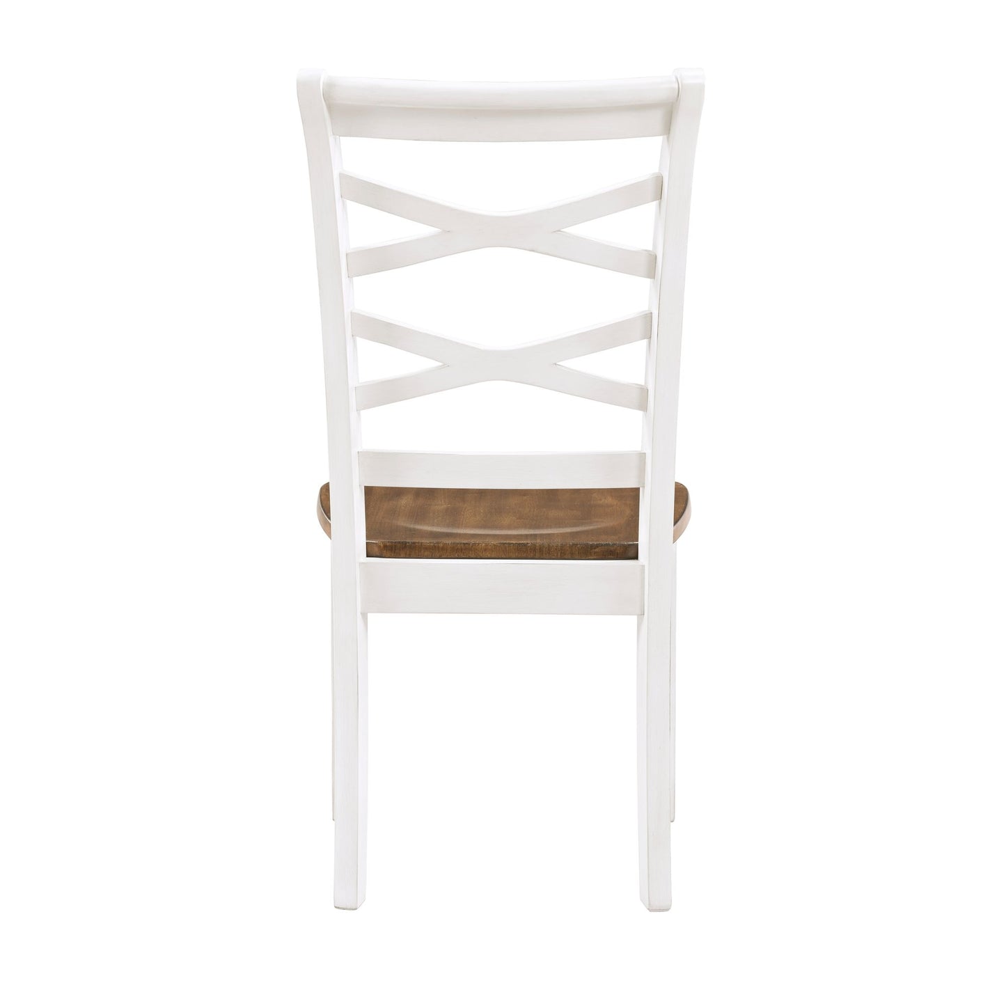 Cherry and White Finish 7pc Dining Set Table and 6 Side Chairs Set Double X-Back Design Wooden Casual Country Style Dini image 8